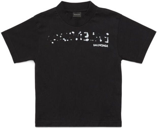 Balenciaga Kids T-shirt met logoprint Zwart