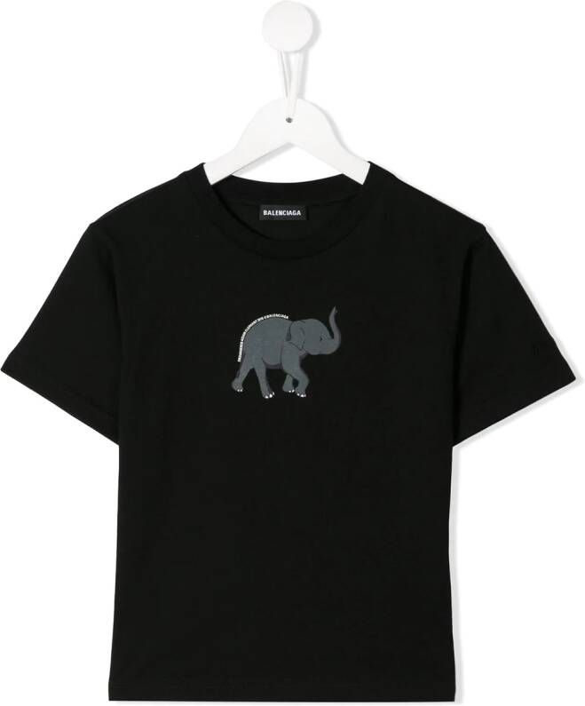 Balenciaga Kids T-shirt met olifant Zwart