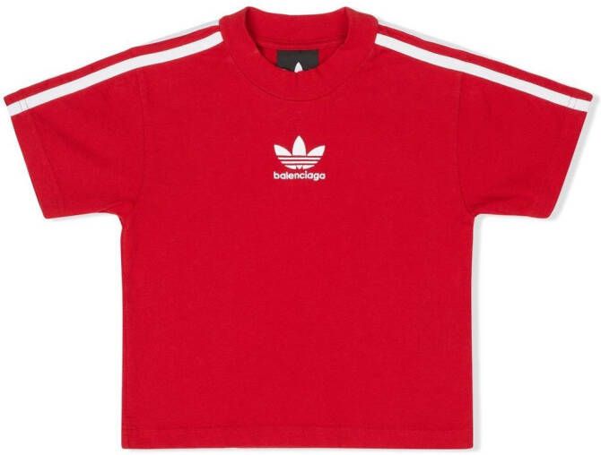 Balenciaga Kids T-shirt met zijstreep Rood