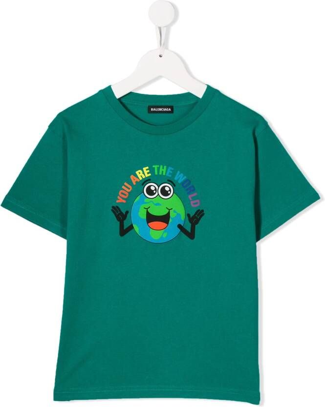 Balenciaga Kids You Are The World T-shirt Groen