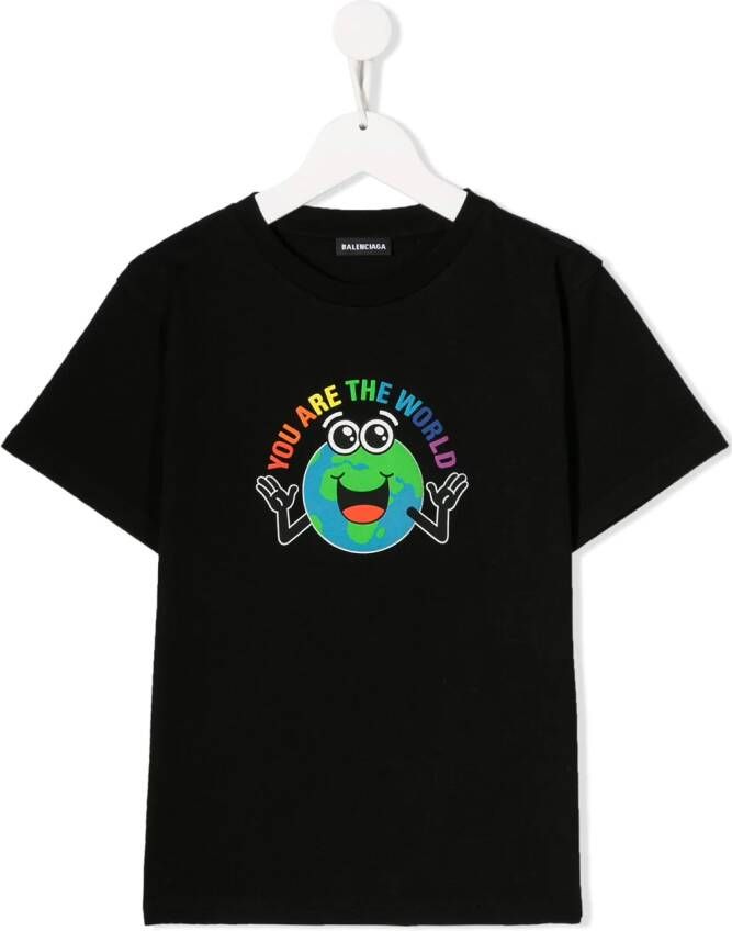 Balenciaga Kids You Are The World T-shirt Zwart