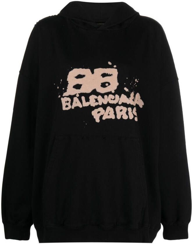 Balenciaga Katoenen hoodie met graffiti logo Zwart