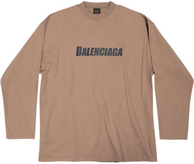 Balenciaga T-shirt met logoprint Bruin