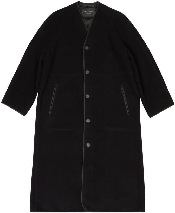 Balenciaga Mantel met enkele rij knopen Zwart