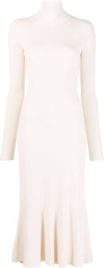 Balenciaga Midi-jurk met hoge hals Beige