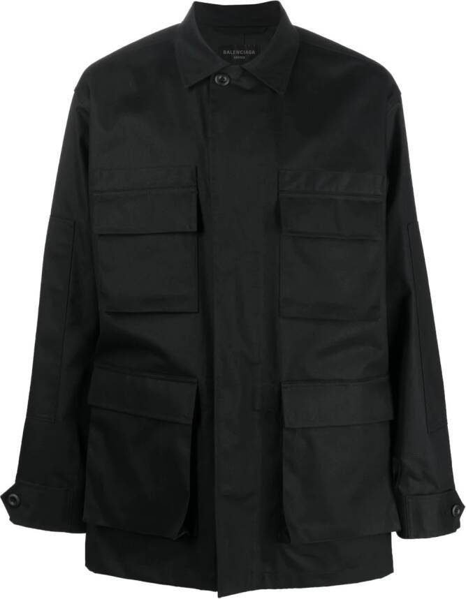 Balenciaga Shirtjack met cargo zakken Zwart