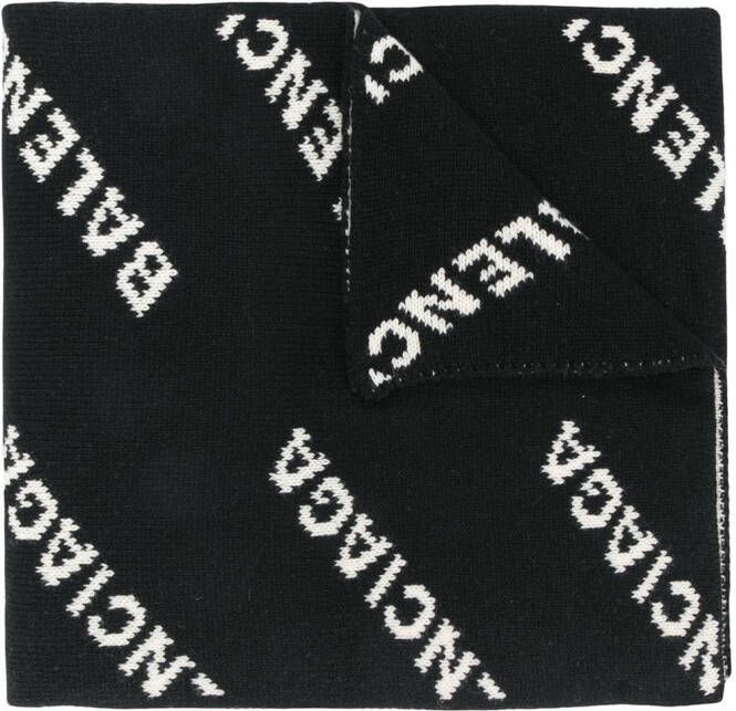 Balenciaga oversized sjaal met intarsia logo Zwart