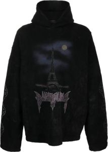 Balenciaga Paris Moon crinkled fleece hoodie Zwart