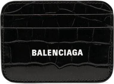 Balenciaga Cash pasjeshouder met krokodillen-reliëf Zwart