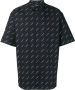 Balenciaga poplin shirt met all-over logoprint Zwart - Thumbnail 1