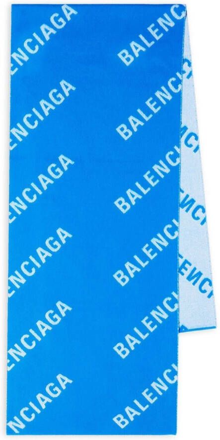 Balenciaga Sjaal met logo Blauw