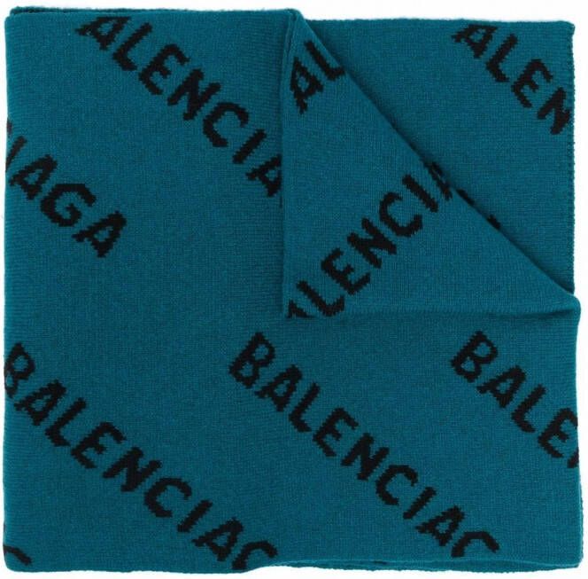Balenciaga Sjaal met logo intarsia Blauw