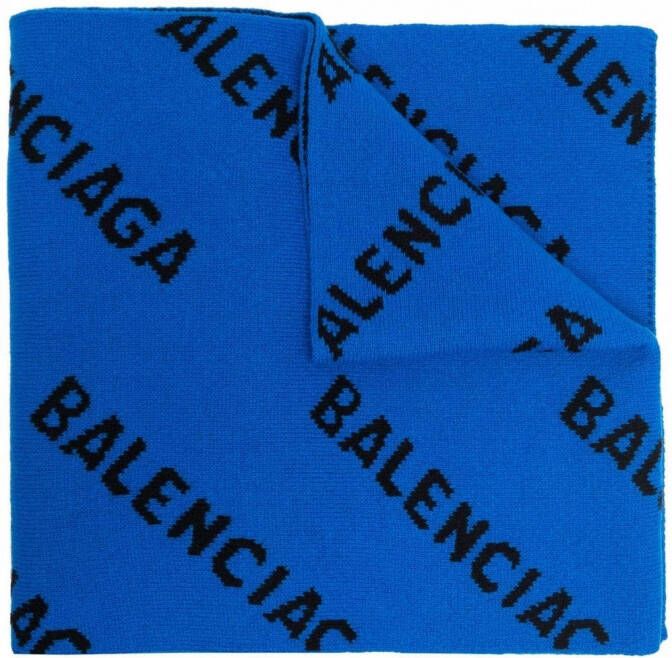 Balenciaga Sjaal met logo intarsia Blauw