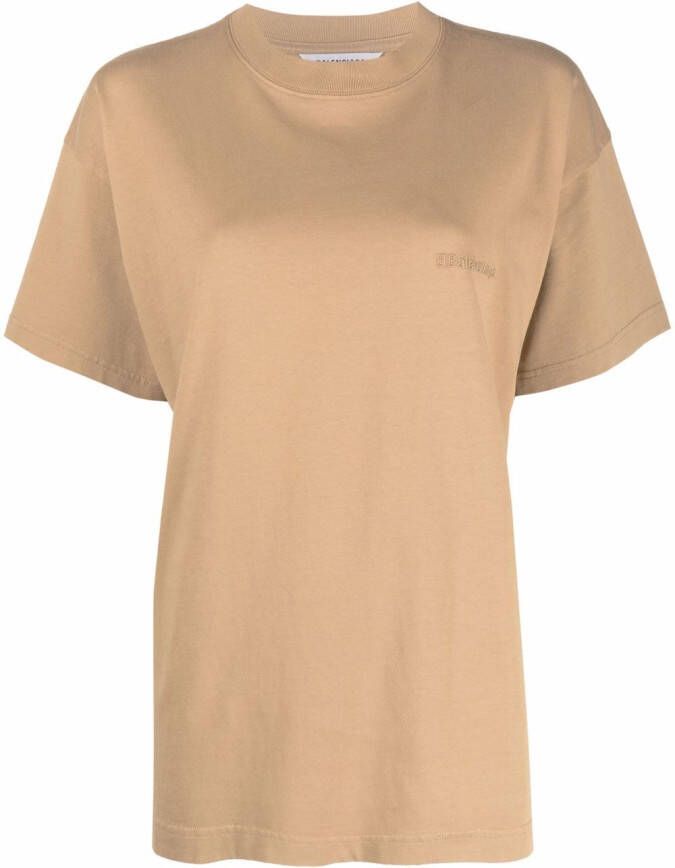 Balenciaga T-shirt met geborduurd logo Beige