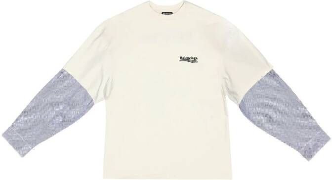 Balenciaga T-shirt met geborduurd logo Beige