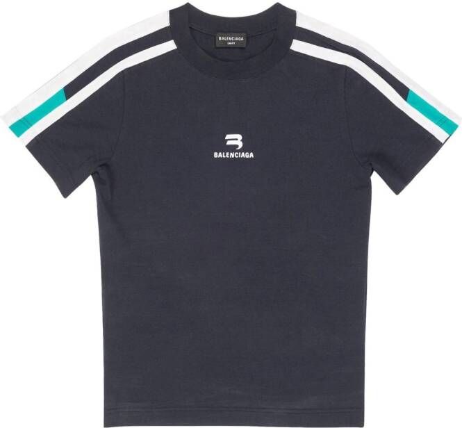 Balenciaga T-shirt met geborduurd logo Blauw