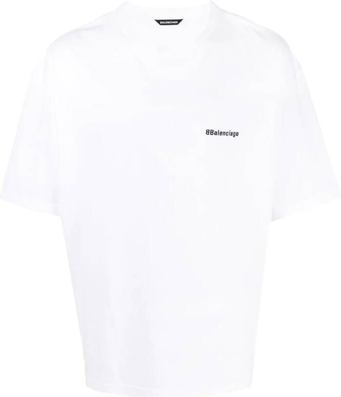 Balenciaga T-shirt met geborduurd logo Wit