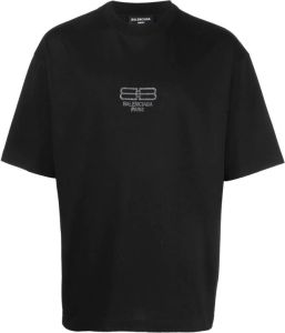 Balenciaga T-shirt met kristallen logo Zwart
