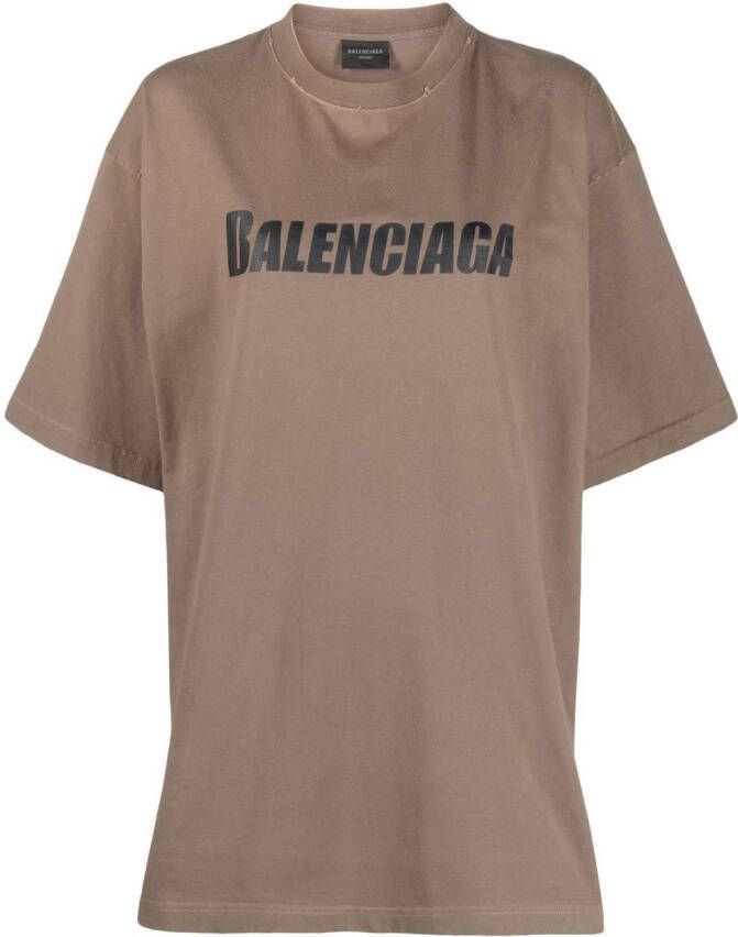 Balenciaga T-shirt met logoprint Bruin