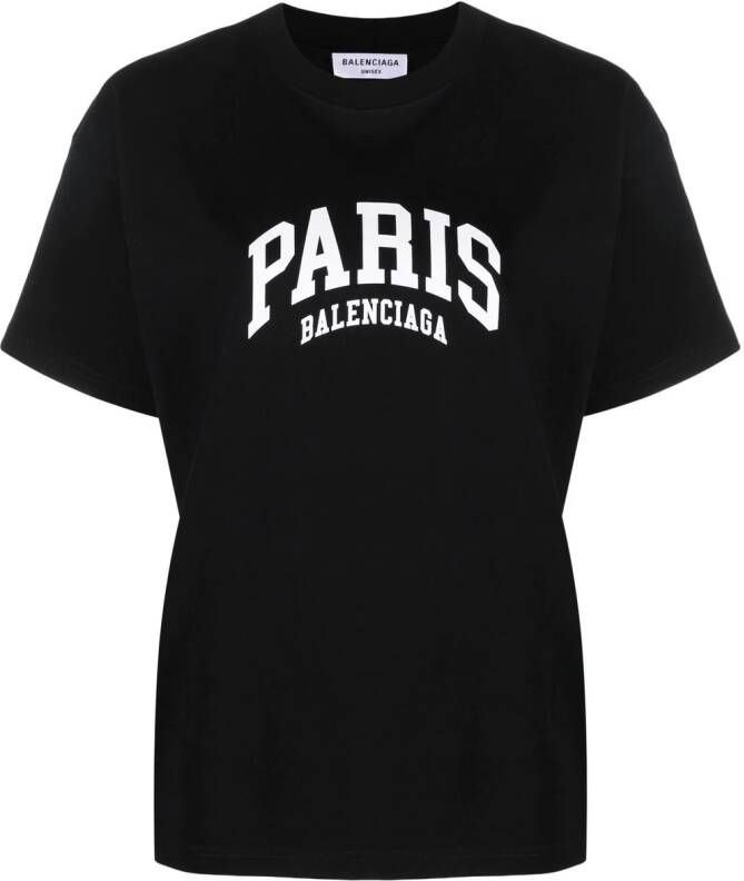 Balenciaga Paris katoenen T-shirt Zwart
