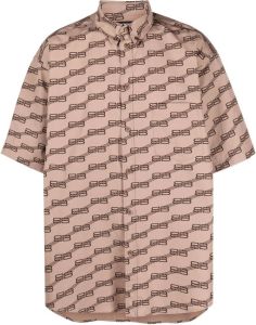 Balenciaga T-shirt met monogram patroon Bruin