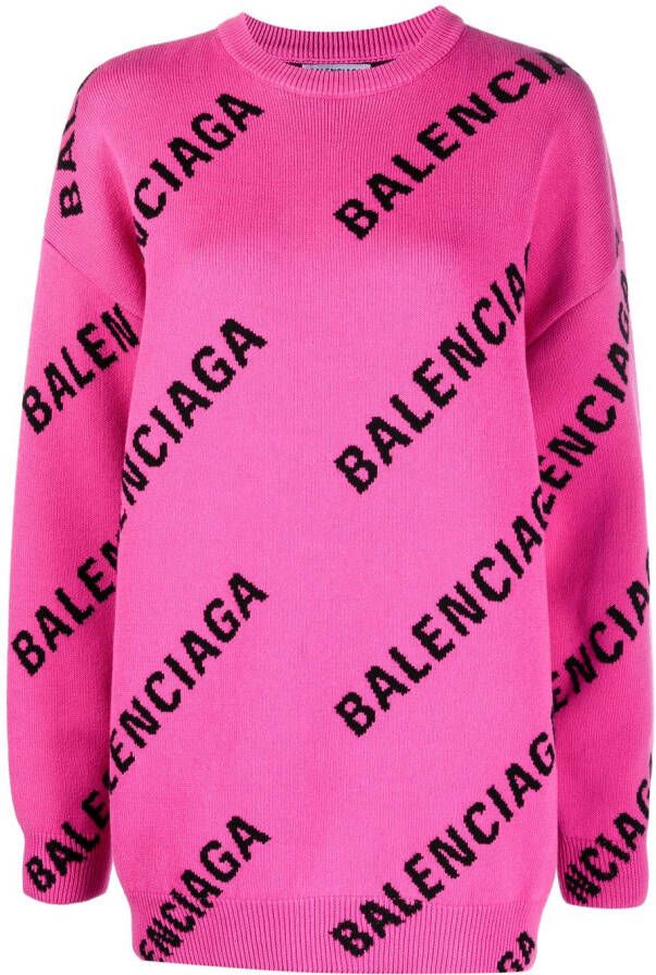 Balenciaga Trui met geborduurd logo Roze