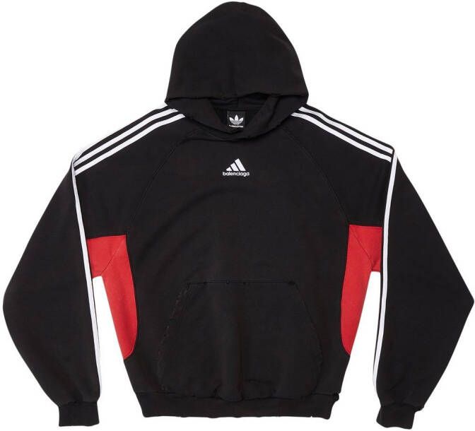 Balenciaga x Adidas hoodie met geborduurd logo Zwart