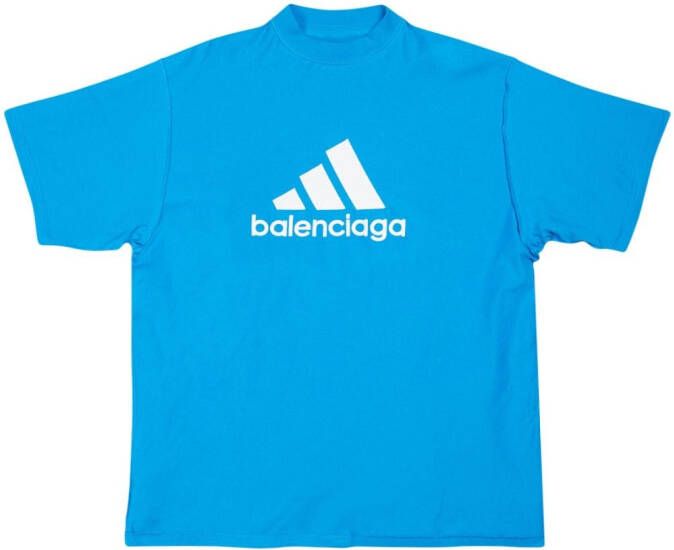 Balenciaga x Adidas T-shirt met logoprint Blauw