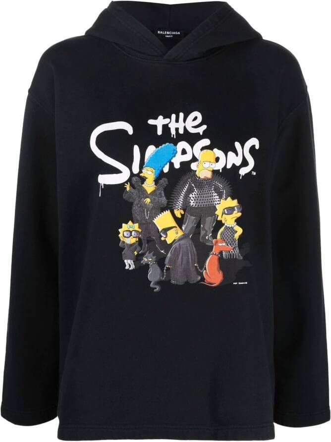 Balenciaga x The Simpsons hoodie met print Zwart