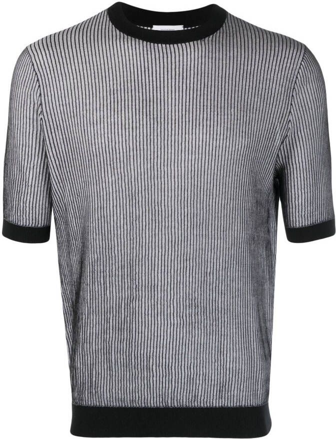 Ballantyne Ribgebreid T-shirt Zwart