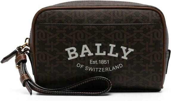 Bally Cedy clutch met monogramprint Bruin