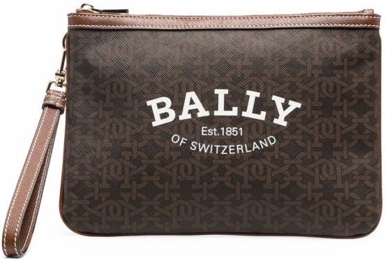 Bally Clutch met logoprint Bruin