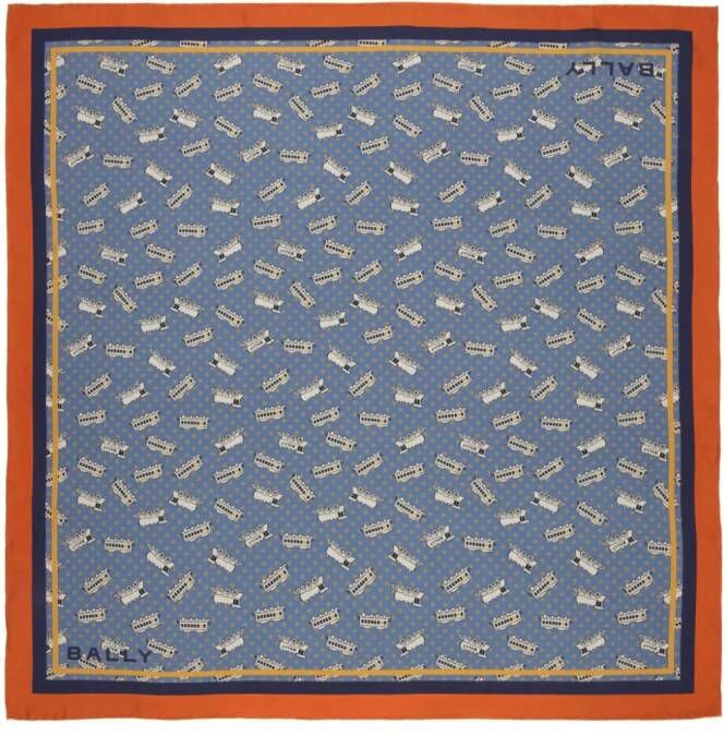 Bally graphic-print silk scarf Blauw