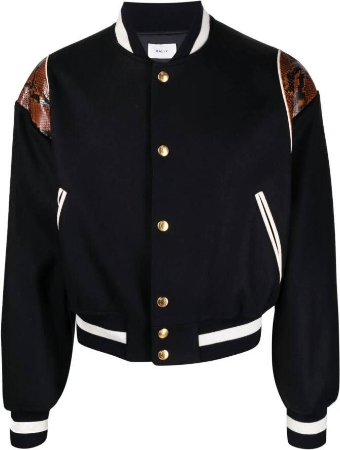 Bally Leren bomberjack Blauw