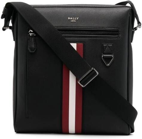 Bally Leren messengertas Zwart