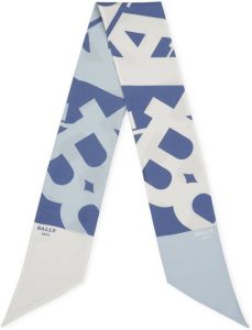 Bally logo-print silk scarf Blauw