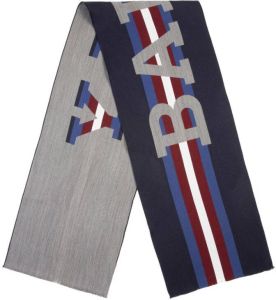 Bally logo-print striped scarf Grijs