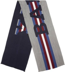 Bally logo-print striped scarf Grijs