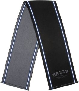 Bally logo-print wool scarf Zwart