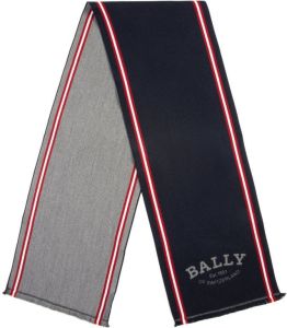 Bally striped logo-print scarf Blauw