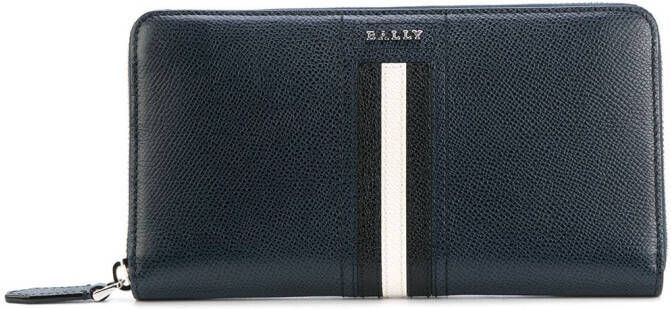 Bally striped zip around wallet Blauw