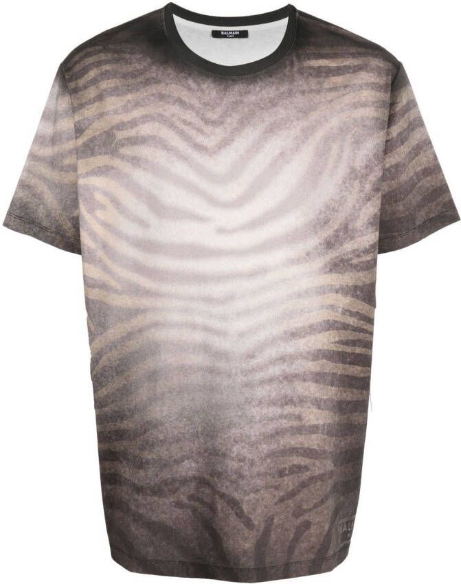 Balmain T-shirt met dierenprint Bruin