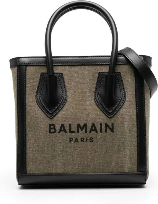 Balmain Totes B-Army Tote Bag Canvas in groen