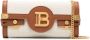 Balmain Ecru canvas B-Buzz 23 clutch with brown leather panels Beige Dames - Thumbnail 1