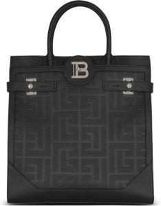 Balmain B-Buzz 36 gemonogrammeerde canvas en leren tote tas Zwart Heren