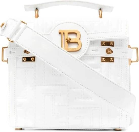 Balmain Gewatteerde leren B-Buzz 23 tas Wit Dames