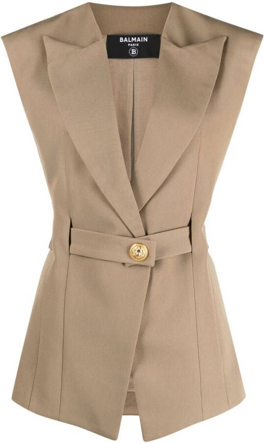 Balmain Grain de poudre sleeveless jacket Beige Dames
