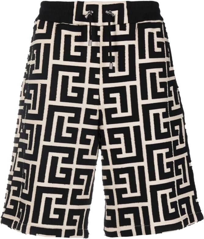 Balmain Bermuda shorts met monogramprint Zwart