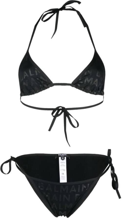 Balmain Bikini met logoprint Zwart
