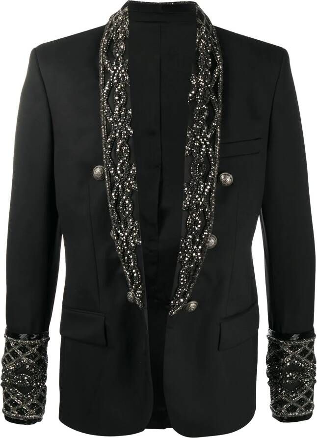 Balmain Blazer met borduurwerk Zwart